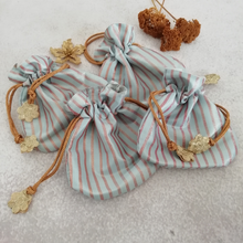 Load image into Gallery viewer, Festive Potli Bags- Striped Silk Fabric