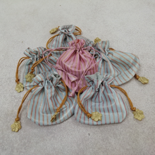 Load image into Gallery viewer, Festive Potli Bags- Striped Silk Fabric