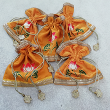 Load image into Gallery viewer, Festive Potli Bags-Printed Raw Silk Fabric