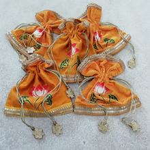 Load image into Gallery viewer, Festive Potli Bags-Printed Raw Silk Fabric